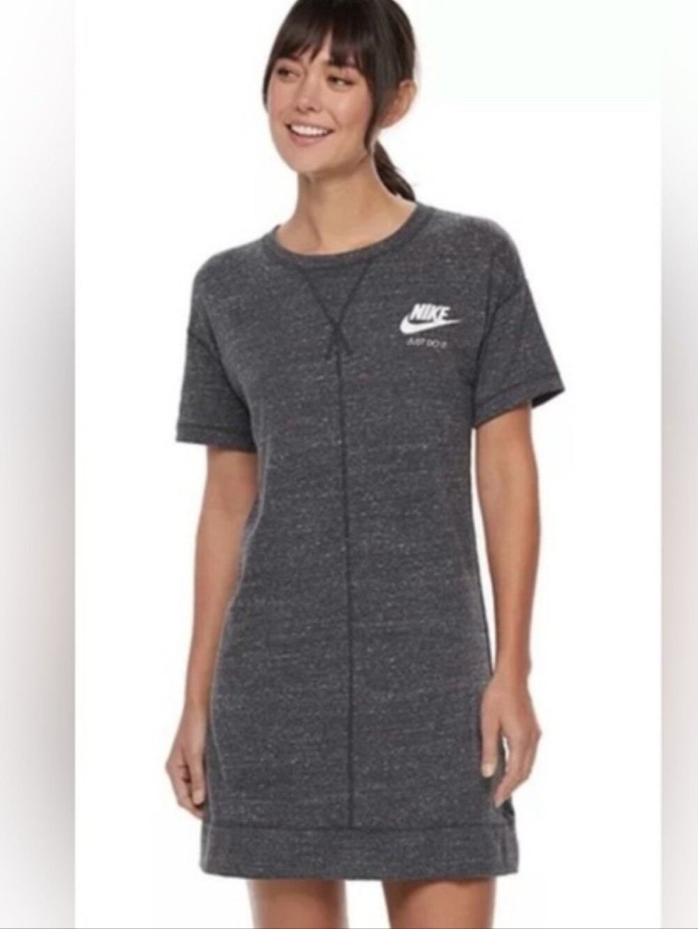 Nike Women's Charcoal Heather Gray Short Sleeve Teeshirt Dress